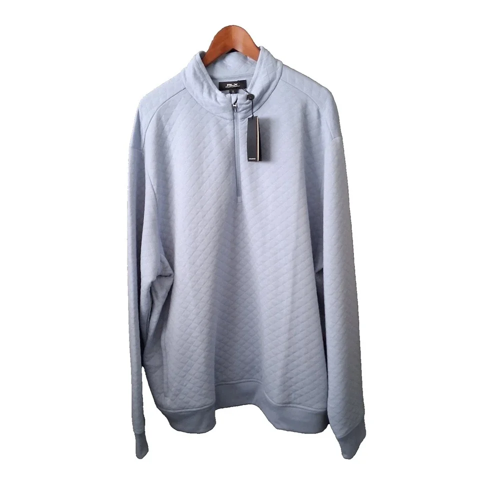 NWT RLX Ralph Lauren Quilted Quarter-Zip Pullover Blue Sweater Men's 3XL $175.00